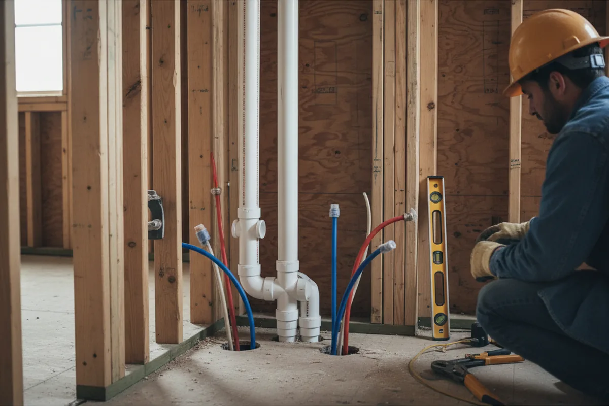 Drain and supply rough-in during Drain Cleaning in Howard Beach