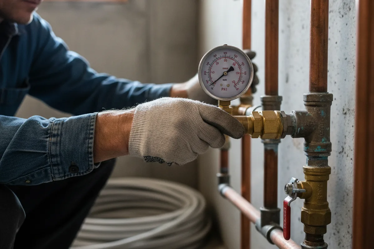 Pressure testing a repaired line during Water Line Repair in Howard Beach